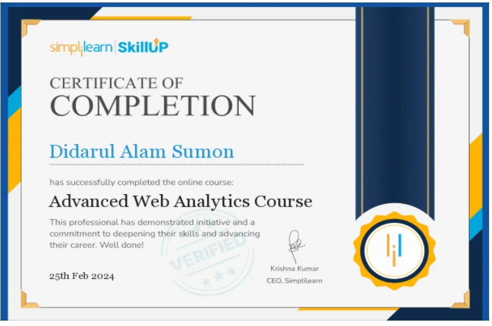 Advanced Web Analytics Certification from Simplilearn