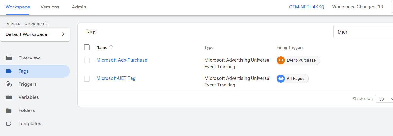 Microsoft Tags in GTM